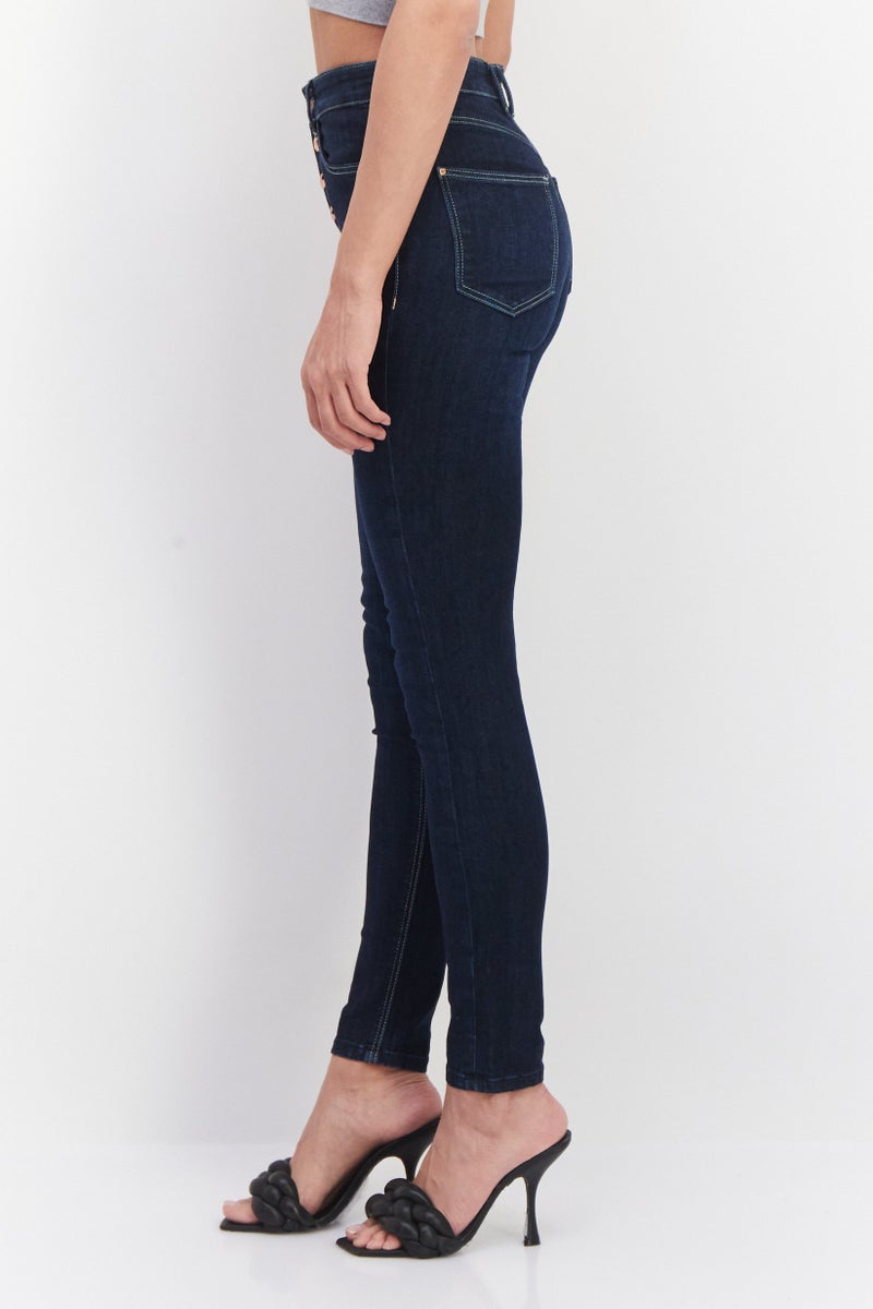GUESS Women Skinny Fit Slid Denim Jeans, Blue - Image 4